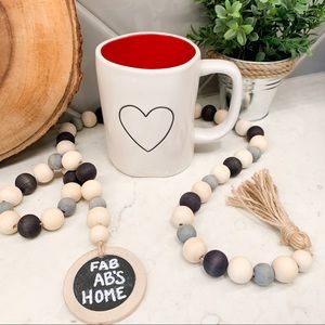 Rae Dunn HEART Front Back Red Interior Coffee Mug